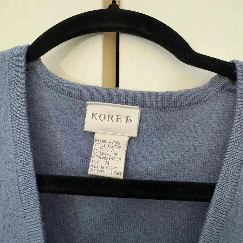 Vintage Koret 100% Wool Embroidered Sweater Vest - Size M - Picture 4 of 6